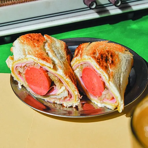 Pancho gratinado con jamón