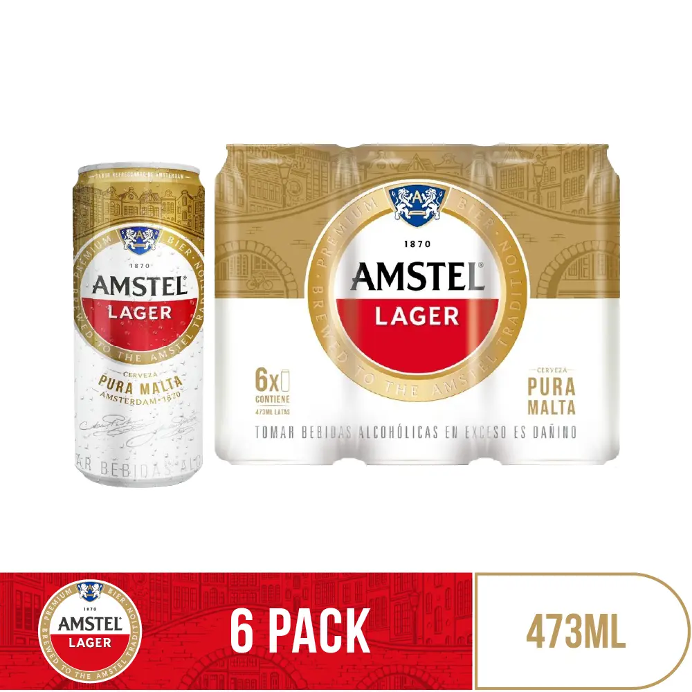 Pack x6 Cerveza Amstel 473ml
